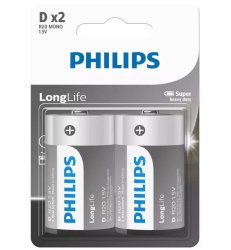 Philips Longlife Battery D 2 Pack - R20L2B 40