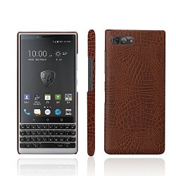 Zshion Blackberry KEY2 Case Croco Premium Pu Leather Protective Cases Simple Deurable And Lightweight Case For Blackberry KEYTWO KEY2 Brown