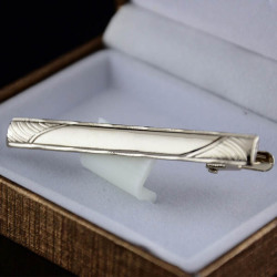 Mens Silver Chrome Metal Tie Bar Holder Clip Business Birthday Gift