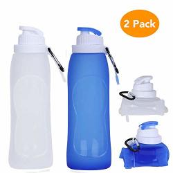 Yi-gog Collapsible Silicone Water Bottles 20 Oz Portable Leak Proof Travel Water Bottle For Travel Gym Camping Hiking Portable Leak Proof Sports Water Bottle With Carabiner