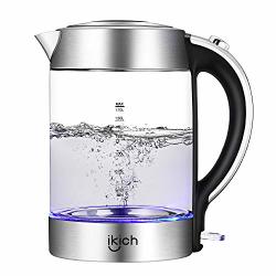 Electric Kettle Ikich 1.7L Bpa-free Glass Kettle Tea Heater Hot Water Boiler With LED Light