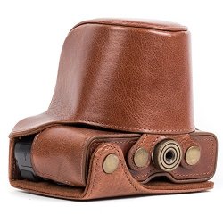 Megagear Camera Case Bag For Canon Eos M10 Mirrorless Digital Camera With 15-45MM Lens Genuine Leather G-dark Brown