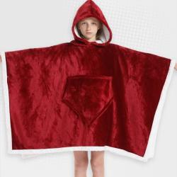 Kids 2 In 1 Ruby Red Hooded Poncho Blanket