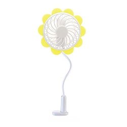 Baby Breeze Portable USB Rechargeable Fan - Yellow Sunflower Design Baby Stroller Fan Premium Cooling Fan With An Adjustable Neck Variable Speeds - Baby
