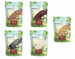 Organic Beans In A Gift Box - A Variety Pack Of Pinto Beans Dark Red Kidney Beans Black Beans Navy Beans Garbanzo Beans