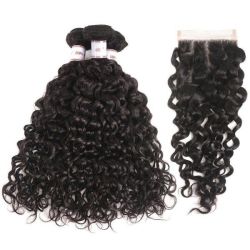 French Curl Brazilian Hair 20 Inches 3BUNDLES + 16 Inches Closure