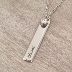 Bell A Personalized Bar Necklace With Optional Birthstone Stainless Steel Ready In 3 Days