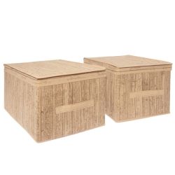 Set Of 2 Storage Boxes - Collapsible - Wood Grain Design