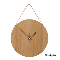 Magna Wall Clock In Oak - 250MM Dia Clear Varnish Sleek Red Second Hand
