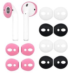 Alxcd Fit In Case Ear Covers For Airpod 6 Pair Ear Tips Soft Silicone Replacement Earbud Tips For Airpod 1 Airpod 2 6 Pairs Black White Pink