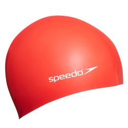 Speedo Junior Plain Flat Silicone Swim Cap - Red