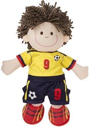 Ganz Toddler Little Boys Plush Toy Doll Soccer Player With Yellow Jersey And Brown Hair