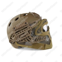Wst Airsoft Warrior System - Steel Wire Face Protective Fastjump Helemt - Desert Tan