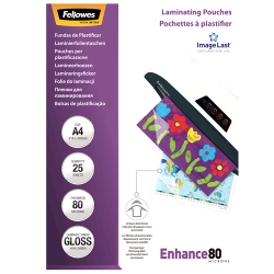 Fellowes Enhance A4 Glossy Pouch - 25PK 80 Micron