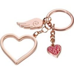 Keyring With 3 Charms Love Is In The Air Rose Gold Colour