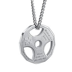 DGQFXL Mens Fashion Stainless Steel Fitness Gym Dumbbell Weight Plate Barbell Chain Pendant Necklace