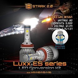 Stark 2.0 Luxx Es Series 80W 9000LM All-in-one 360 LED Cob-flip Chip Conversion Kit Cool White 6000K 6K Pair Bulbs Headlight Or High Beam