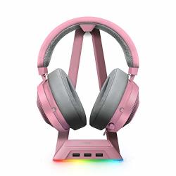 Razer Kraken Gaming Headset + Rgb Headset Stand Bundle: Quartz Pink