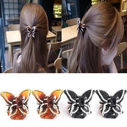Aniwon 4PCS Womens Hair Jaw Clips Rhinestone Butterfly Non-slip Claw Clips Hair Clamps Styling Accessories