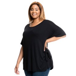 Donnay Plus Size 1-UP Side Knot Top - Black