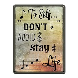 Note To Self... Music Themed Decor 9 X 12 24-GAUGE Steel Sign Music Room And Studio Wall Decorations Gifts For