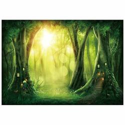 Allenjoy Spring Enchanted Forest Photography Backdrop Easter Tree House Fairy Kids Birthday Party Wall Decoration Banner Sunshine Newborn Baby Photoshoot Background 7X5FT For Pictures