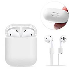 Airpods Case Protective Frtma Silicone Skin Case With Sport Strap For Apple Airpods Ivory White