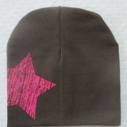 Cute Printed Stars Hat - Warm Cotton Unisex Beanie Cap - Gray
