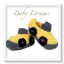 Imported Absolutely Adorable Handmade Newborn Baby Infant Boys Lace Car Crochet Knit Booties Crib