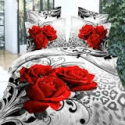 3d Duvet Bedding Red & Grey Rose