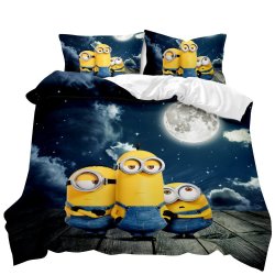 Minions Moonlighting 3D Printed Double Bed Duvet Cover Set