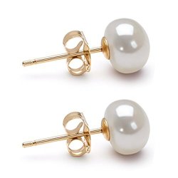 AA White 8MM Freshwater Cultured Pearl Earrings Stud White Freshwater Cultured Pearls Earring Studs