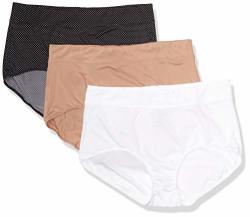 Warner's Women's Blissful Benefits No Muffin Top 3 Pack Brief Panty Tw ta ub And Tw Pin Dot L
