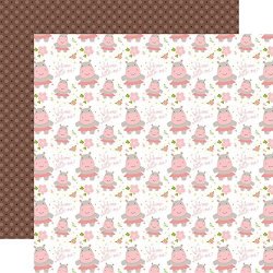 Echo Park Paper Welcome Little One Hippos brown Dots Sweet Baby Girl Double-sided Cardstock 12"X12