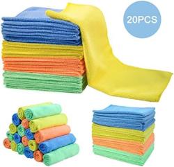 Mastertop 20PCS Cleaning Cloth 4 Color Microfiber Rags Different Multipurpose 16" X 12" Cleaning Towels Towel For Kitchen