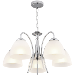 Bright Star Lighting - Polished Chrome Chandelier Frosted Glass 5 Lights