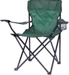 Totally Camping Chair Green -strong And Durable Steel Frame Construction Lightweight Polyester Arms Back And Seat Built-in Drink And Magazine Holde