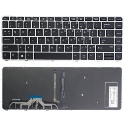 HP Elitebook Folio 1040 G3 844423-001 Silver Frame Laptop Keyboard Black