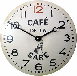 Roger Lascelles Ct gare Convex Tin Clock Caf De La Gare Design 11-INCH French Kitchen Clock