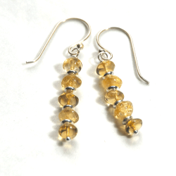 Atenea Handmade Tiny Natural Citrine Gemstone Stacked Earrings On Sterling Silver
