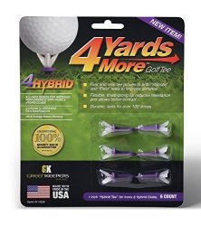 4 More Yards Golf Tees 6PK 1" Purple Hybrid Tee Greenkeepers