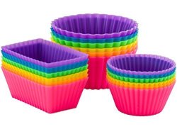 Pantry Elements Jumbo Silicone Muffin Cups - 12 Large 3-5/8 inch Baking Liners in Storage Jar