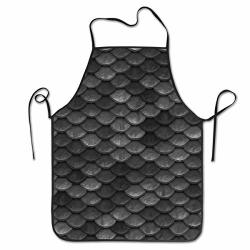Okaydecor Novelty Waterproof Retro Kitchen Bbq Craft Bib Apron Dress For Women Men Beautiful Charcoal Gray Mermaid Fish Scales