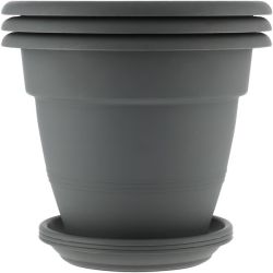 Addis - Venus Pot & Saucer 26CM 3PIECE Set - Dark Grey