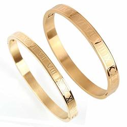 Magic Fish Inspirational Bracelet Classic Cuff Bangle Roman Numerals Bangle Bracelets For Mens womens 180 170MM Stainless Steel Personalized Engraved Unisex Gift For Couples Friends And