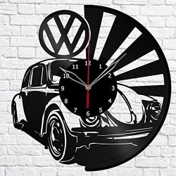 Volkswagen Retro Car Vinyl Record Wall Clock Fan Art Handmade Decor Original Gift Unique Decorative Vinyl Clock 12" 30 Cm