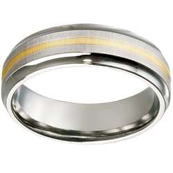 Titanium with 9CT Yellow Gold Inlay Wedding Ring for Men