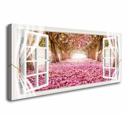 Cao Gen Decor ART-AH40150 Wall Art Trees And Pink Rose Paintings Printed Pictures Stretched And Framed Canvas Paintings Ready To Hang For Home Decorations