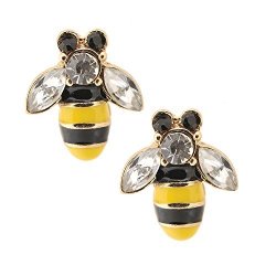 Spinningdaisy Gold Plated Yellow And Black Bumble Bee Earrings