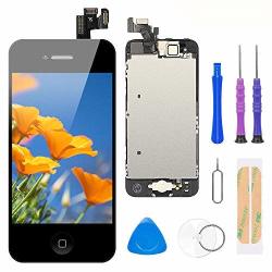 Compatible With Iphone 5 Screen Replacement Black 4.0 Inch Full Assembly Lcd Display Digitizer With Front Camera Ear Speaker Proximity Sensor And Repair Tool Kit